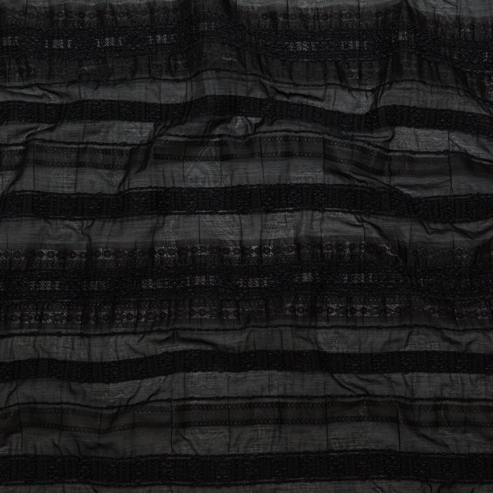Raven and Silver Shadow Striped Novelty Sheer Jacquard