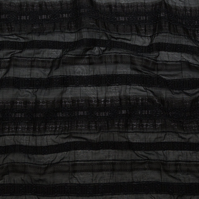 Raven and Silver Shadow Striped Novelty Sheer Jacquard