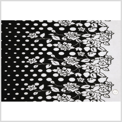 Black and White Polka Dots and Floral Stretch Plisse Full