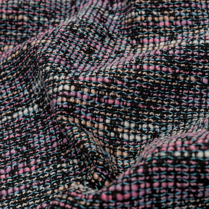 Black, Orchid Smoke and Blue Fog Slubbed Polyester Tweed Detail