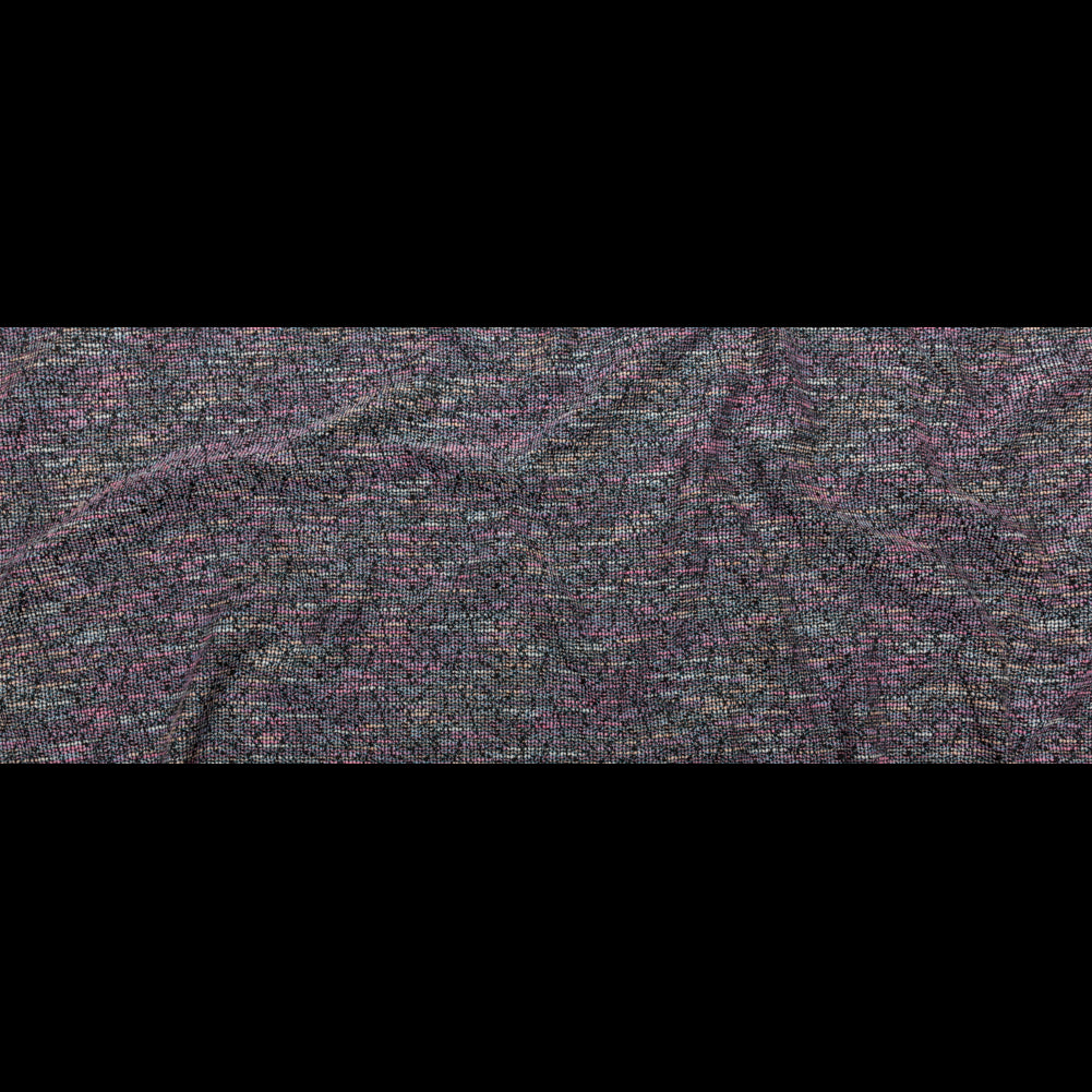 Black, Orchid Smoke and Blue Fog Slubbed Polyester Tweed Full