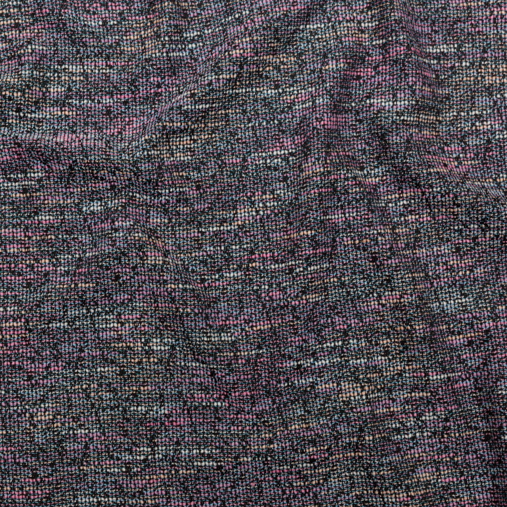 Black, Orchid Smoke and Blue Fog Slubbed Polyester Tweed