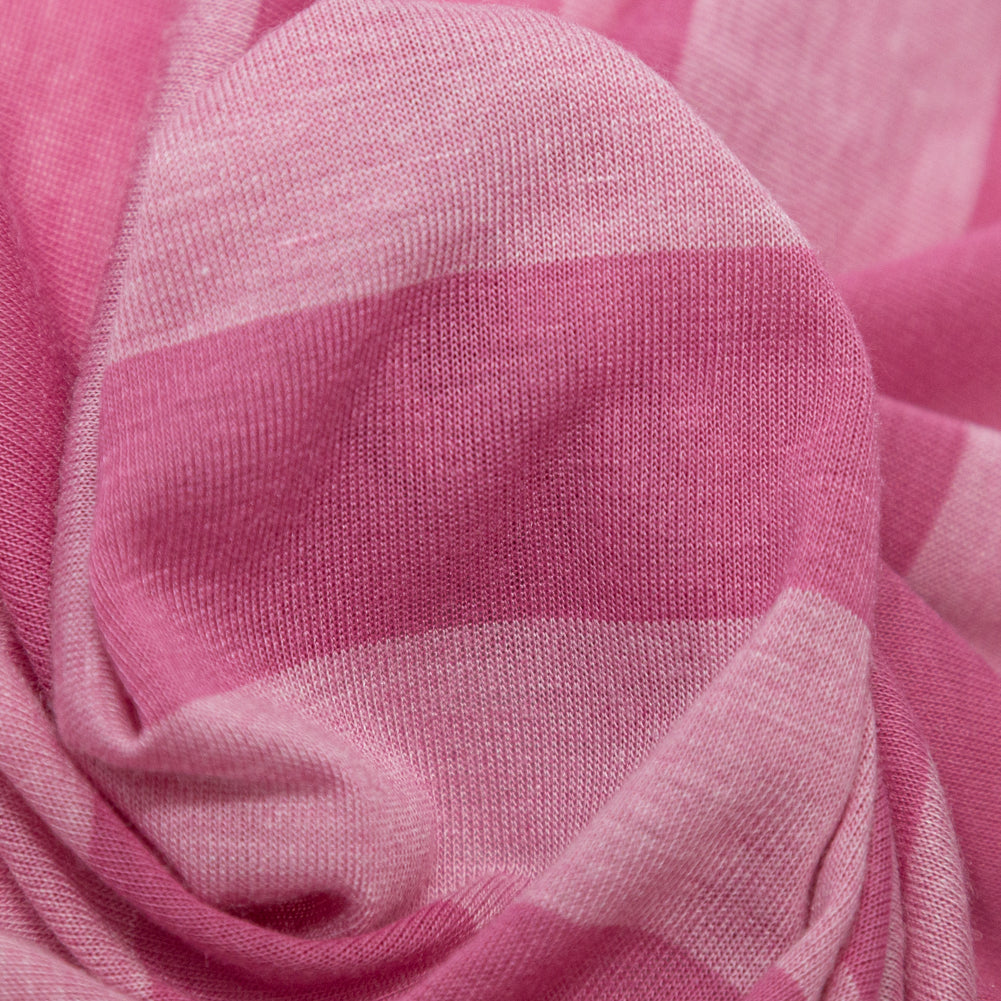 Cashmere Rose and Ibis Rose Awning Striped Tissue-Weight Rayon Jersey Detail