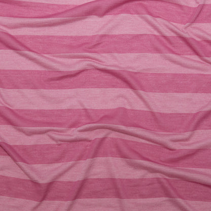 Cashmere Rose and Ibis Rose Awning Striped Tissue-Weight Rayon Jersey