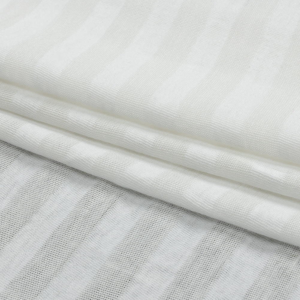 Daisy White Sheer Stripes Cotton and Rayon Jersey Folded