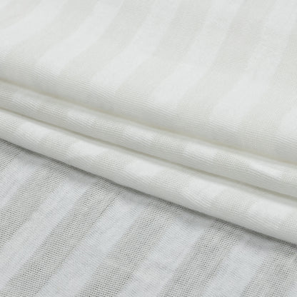 Daisy White Sheer Stripes Cotton and Rayon Jersey Folded