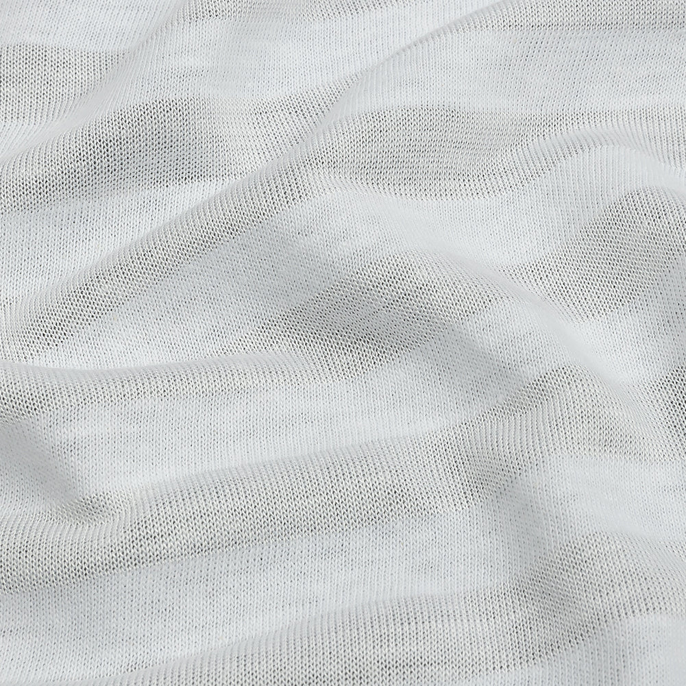 Daisy White Sheer Stripes Cotton and Rayon Jersey Detail