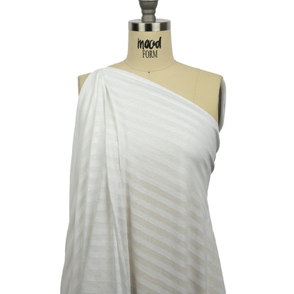 Daisy White Sheer Stripes Cotton and Rayon Jersey Drape