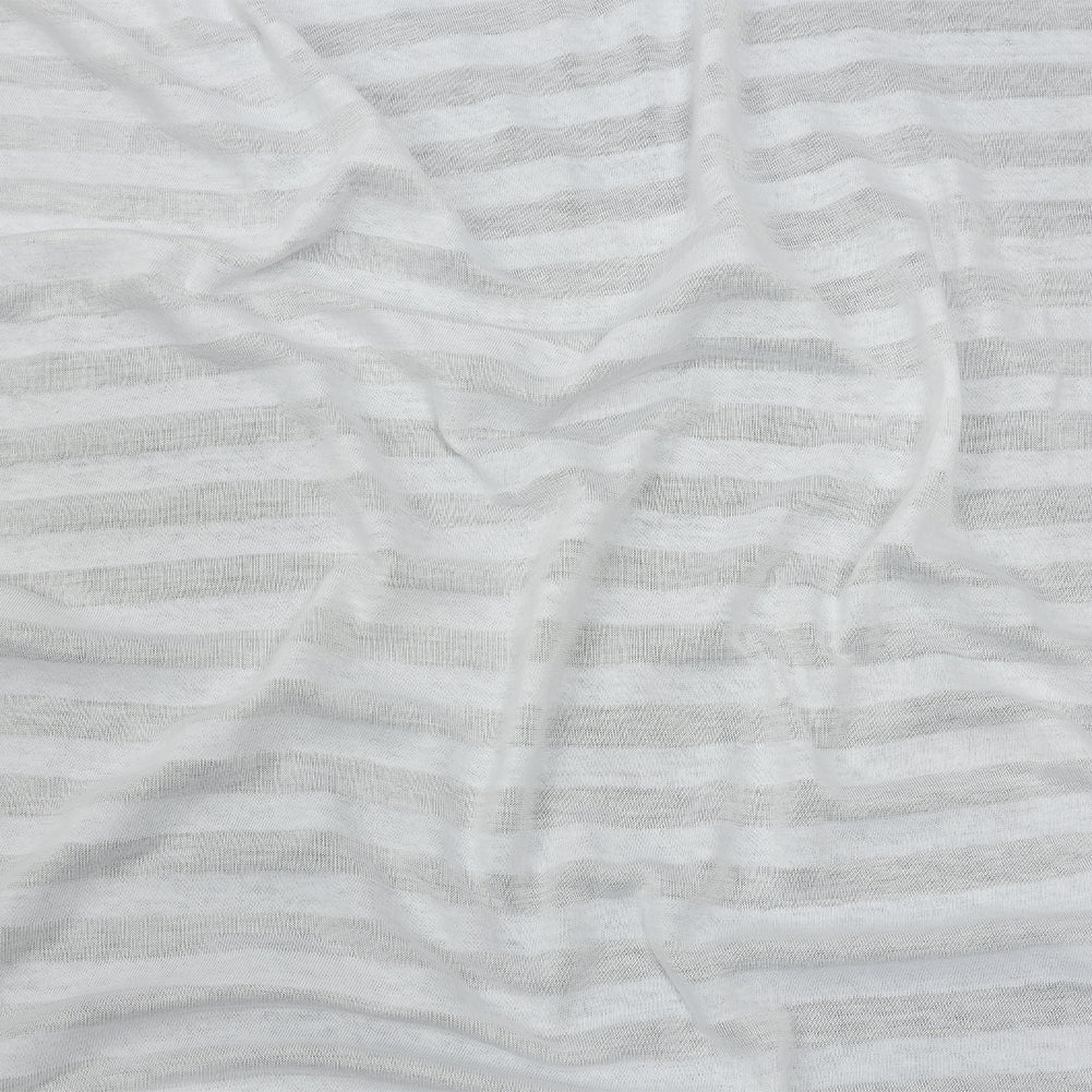 Daisy White Sheer Stripes Cotton and Rayon Jersey