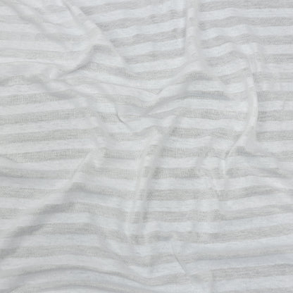 Daisy White Sheer Stripes Cotton and Rayon Jersey