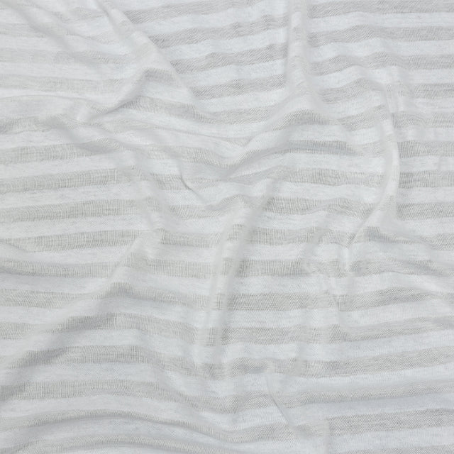 Daisy White Sheer Stripes Cotton and Rayon Jersey