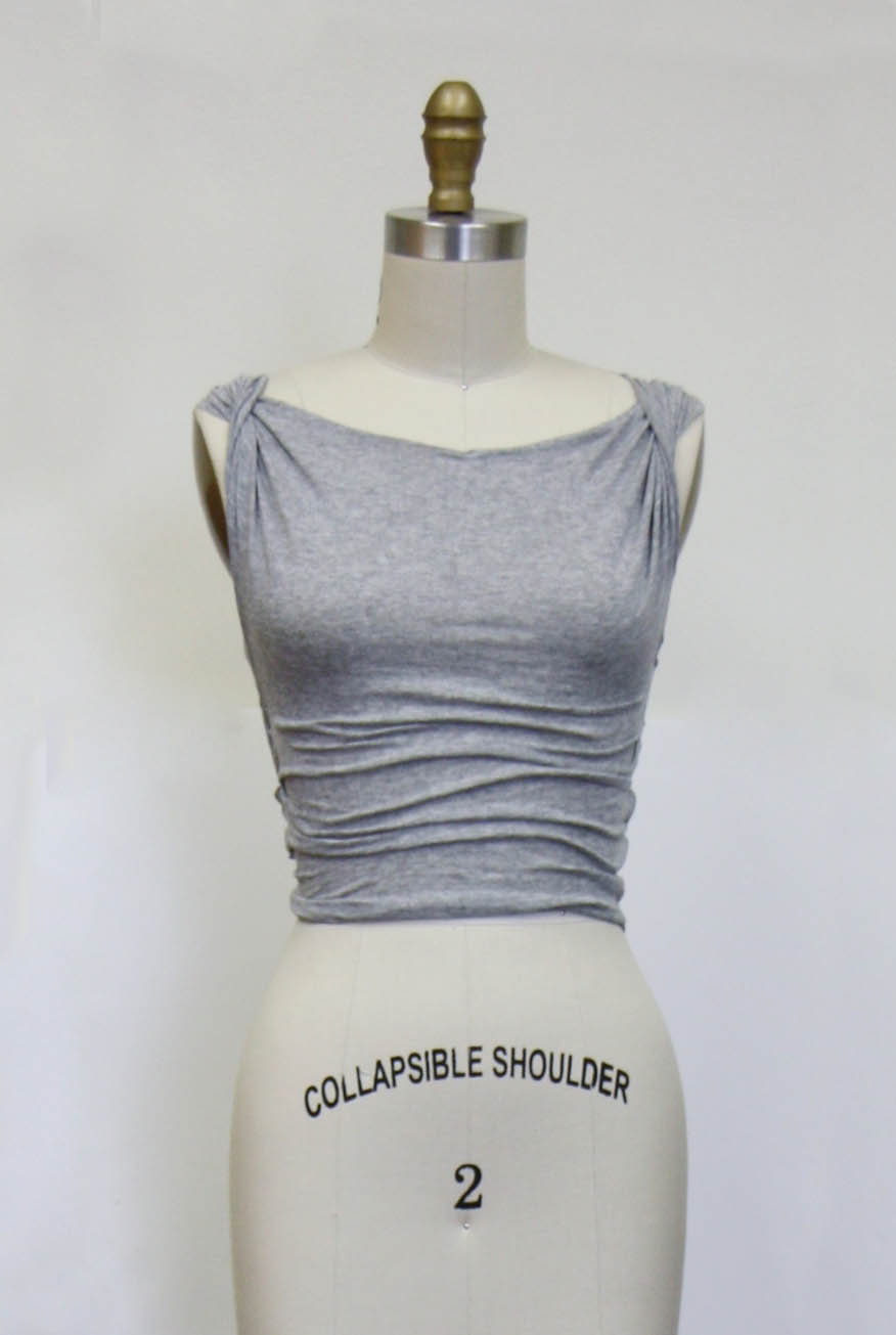 Italian Famous NYC Designer Heathered Gray Rayon Jersey Detail