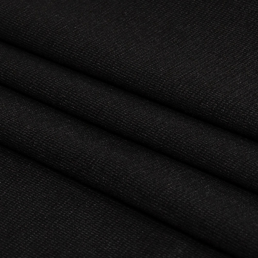 Black Slubbed Stretch Rayon Jersey Folded