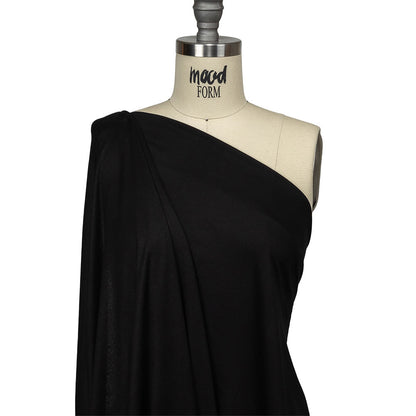Black Slubbed Stretch Rayon Jersey Drape