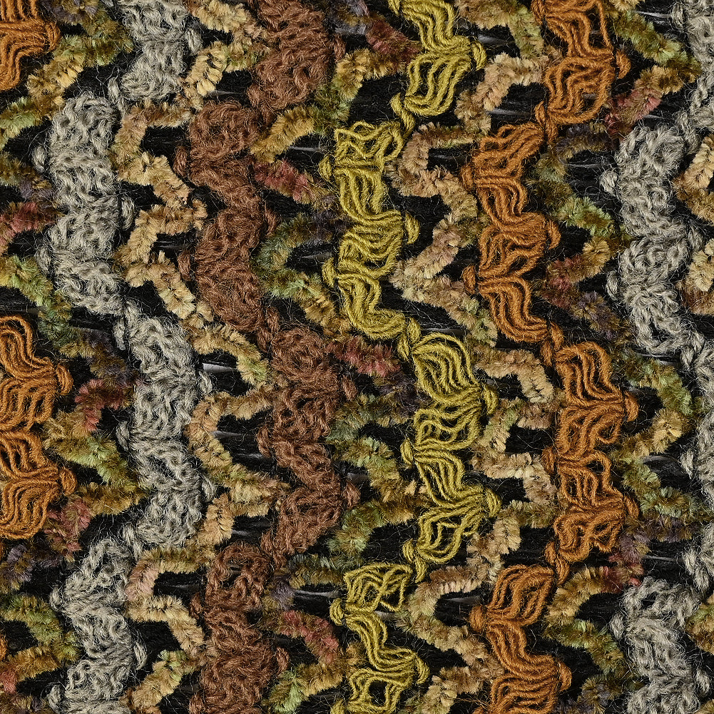 Avocado, Mustard and Steel Blue Textured Loosely Woven Novelty Detail