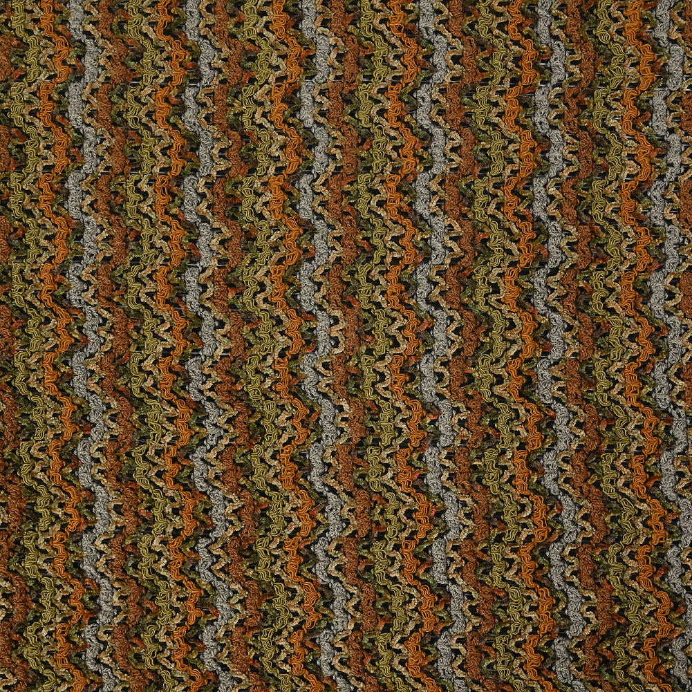 Avocado, Mustard and Steel Blue Textured Loosely Woven Novelty