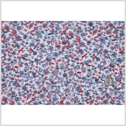 White/Antique Blue/Cranberry Floral Jersey Prints Full