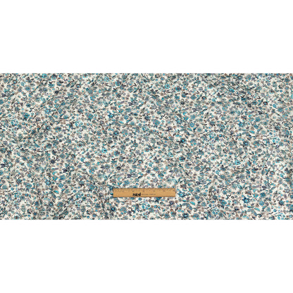 Italian Blue, Turquoise and White Floral Polyester Jersey Drape