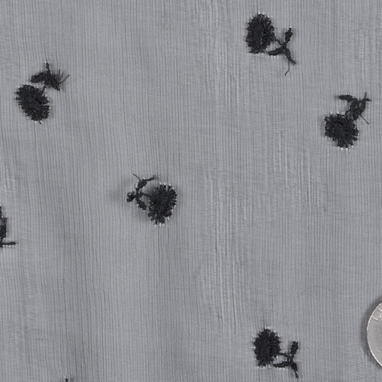 template--26688905969737__main-Carolina Herrera Italian Black Floral Cotton Embroidered Crinkled Silk Chiffon