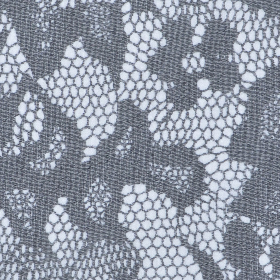 Black and White Lace-Print Silk Chiffon Detail