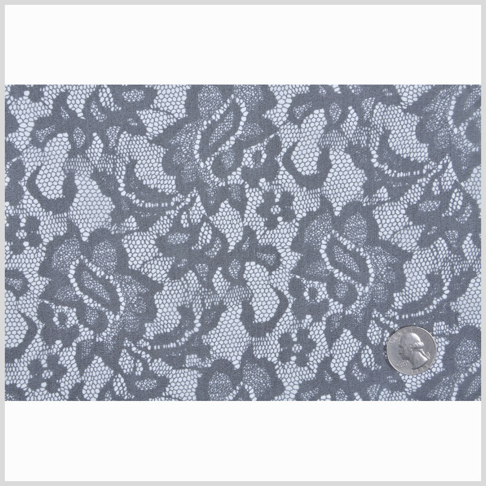 Black and White Lace-Print Silk Chiffon Full