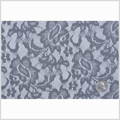 Black and White Lace-Print Silk Chiffon Full