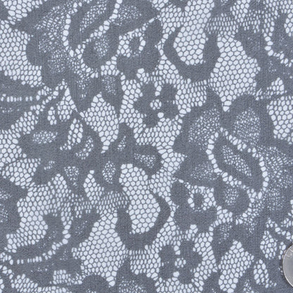 Black and White Lace-Print Silk Chiffon