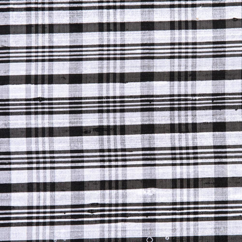 Black and Ivory Plaid Shantung/Dupioni Detail