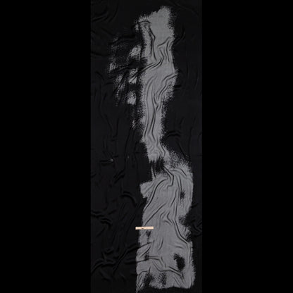 Donna Karan Italian Black Burnout Silk Charmeuse Full