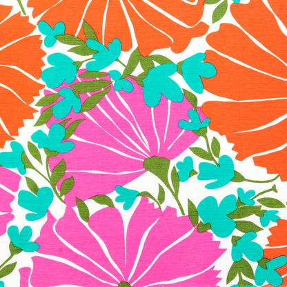 Nanette Lepore Red, Pink and Green Floral Silk and Linen Woven