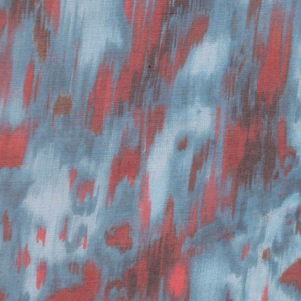 Oscar de la Renta Turquoise Abstract Silk Organza