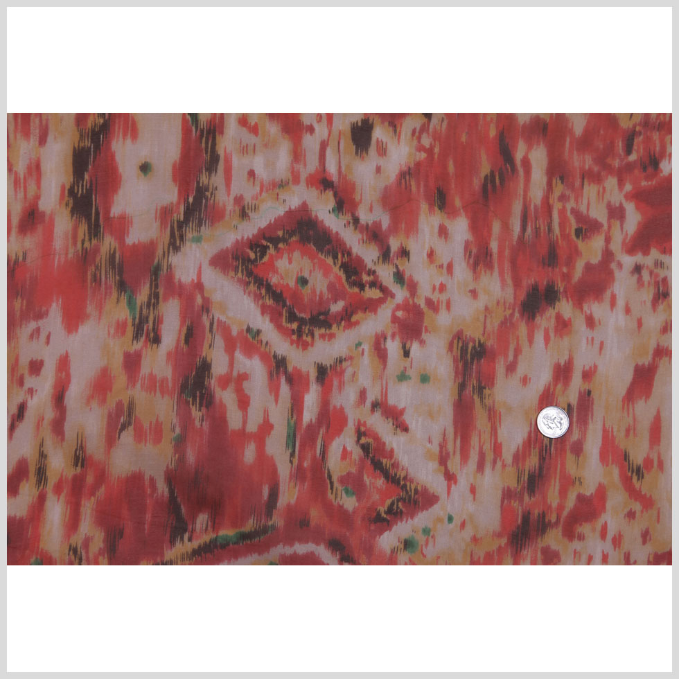 Oscar de la Renta Deep Coral Ikat Silk Organza Full