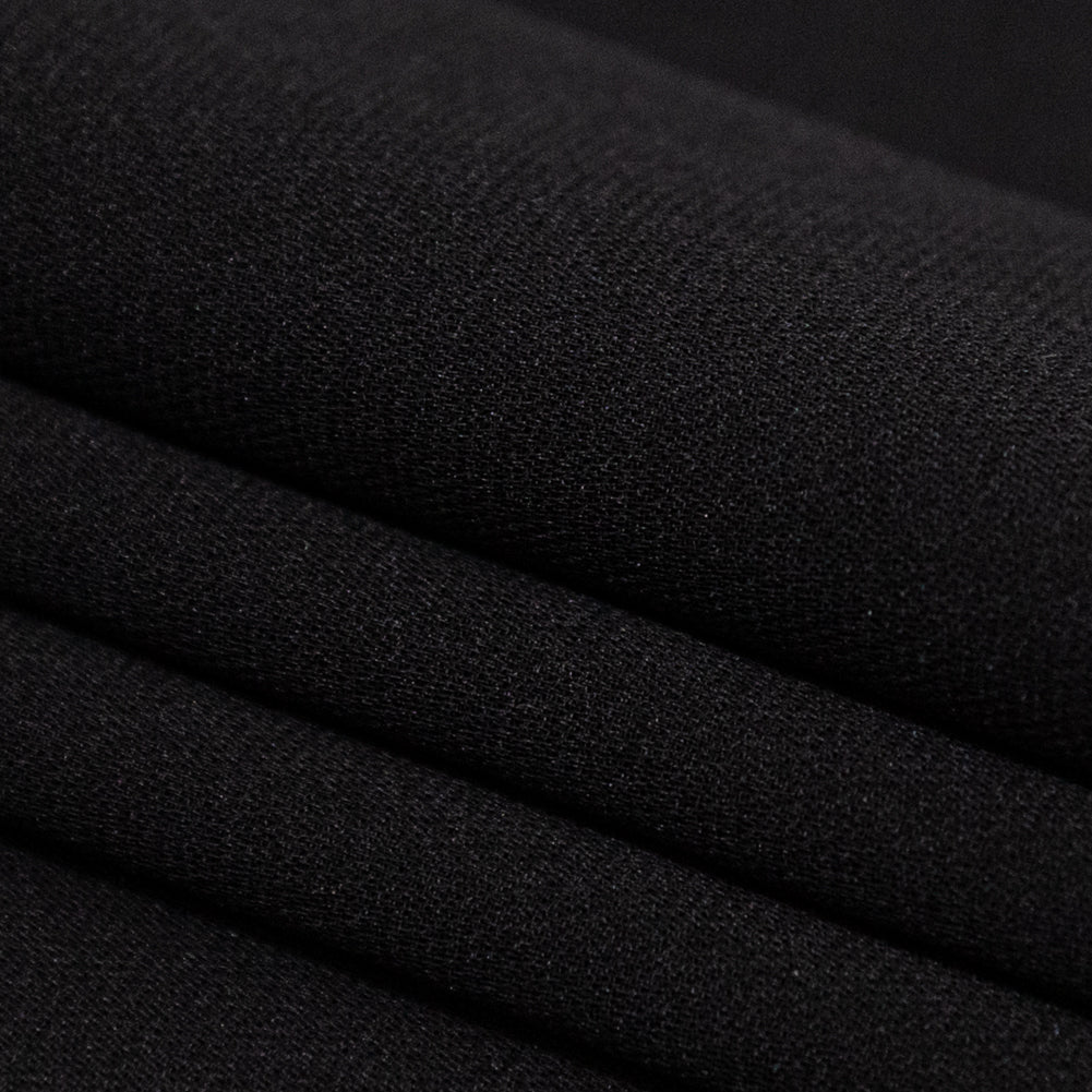 Italian Raven Black Stretch Silk Georgette - Folded