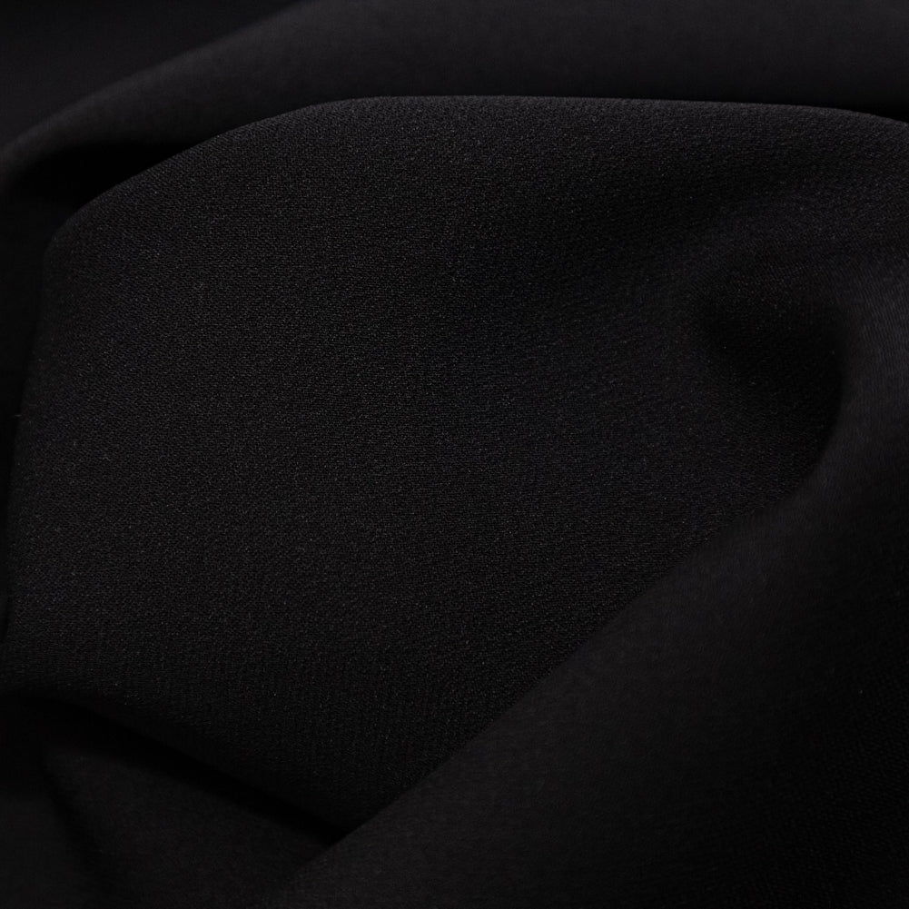 Italian Raven Black Stretch Silk Georgette - Detail