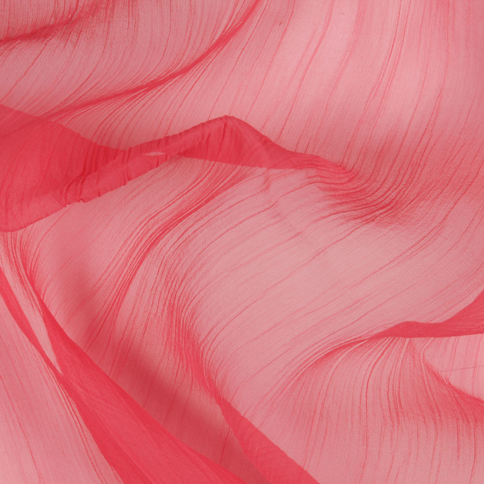 Oscar de la Renta Coral Pink Crinkled Silk Organza Detail