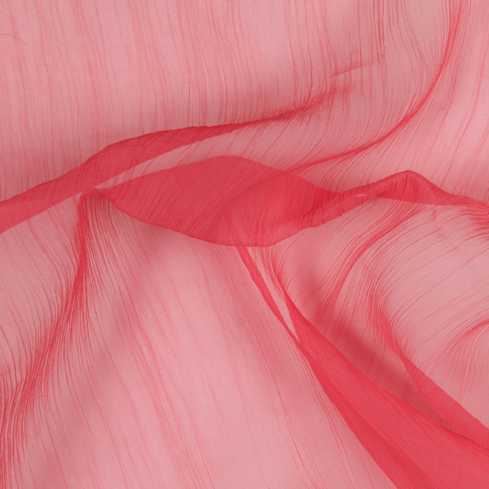 Oscar de la Renta Coral Pink Crinkled Silk Organza