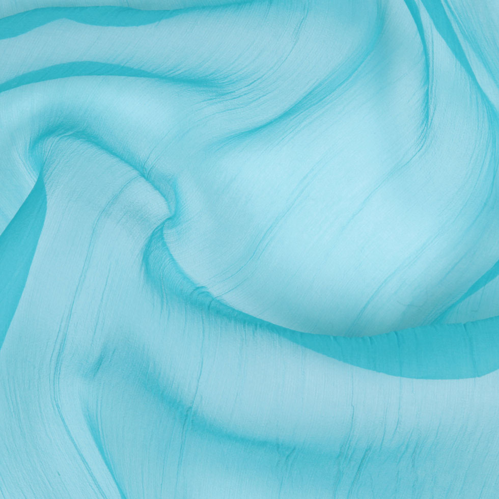 Oscar de la Renta Pool Blue Crinkled Silk Organza Detail