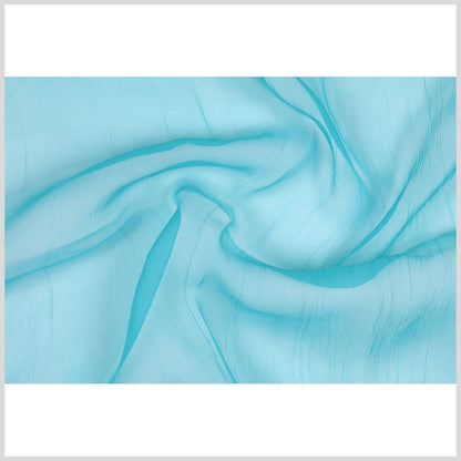 Oscar de la Renta Pool Blue Crinkled Silk Organza Full