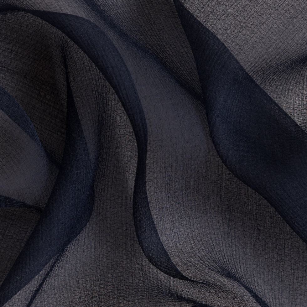 Oscar de la Renta Dusty Blue Silk Gauze