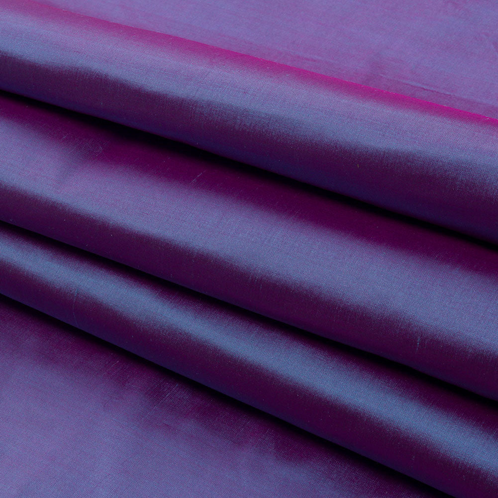 Silk Shantung - Iridescent Country Blue and Fuchsia - Shantung Collection Folded