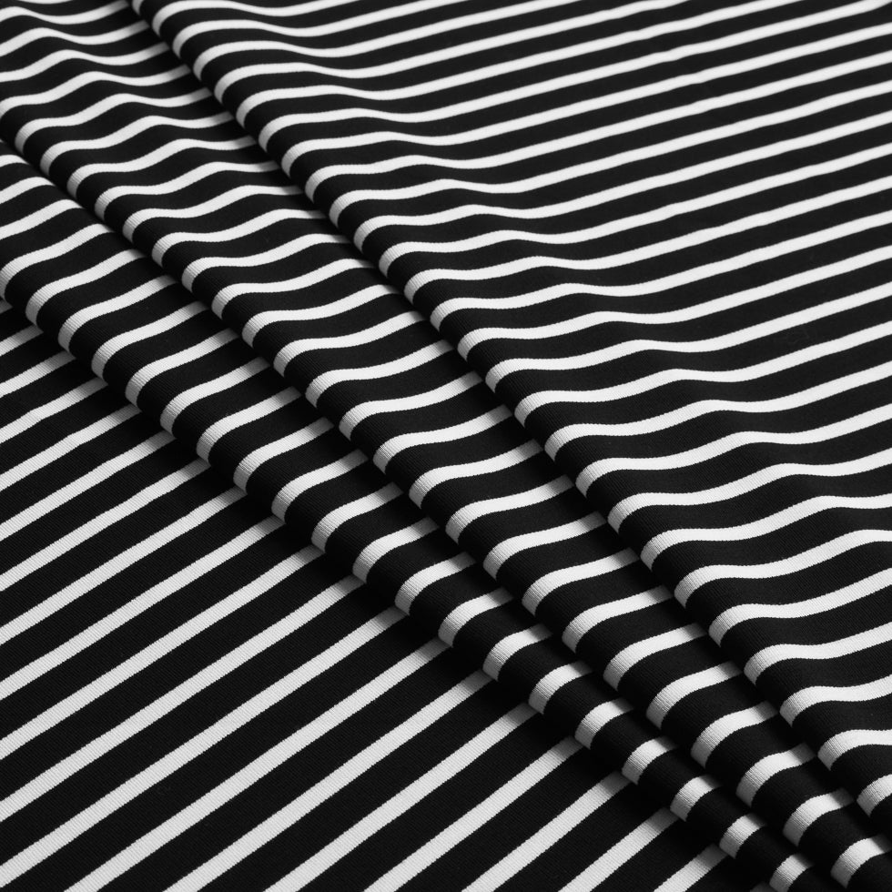 Black/Ecru Saint James Striped Ponte Knit