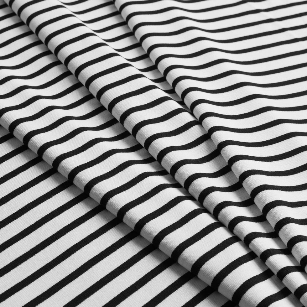 Ecru/Navy Saint James Striped Ponte Knit