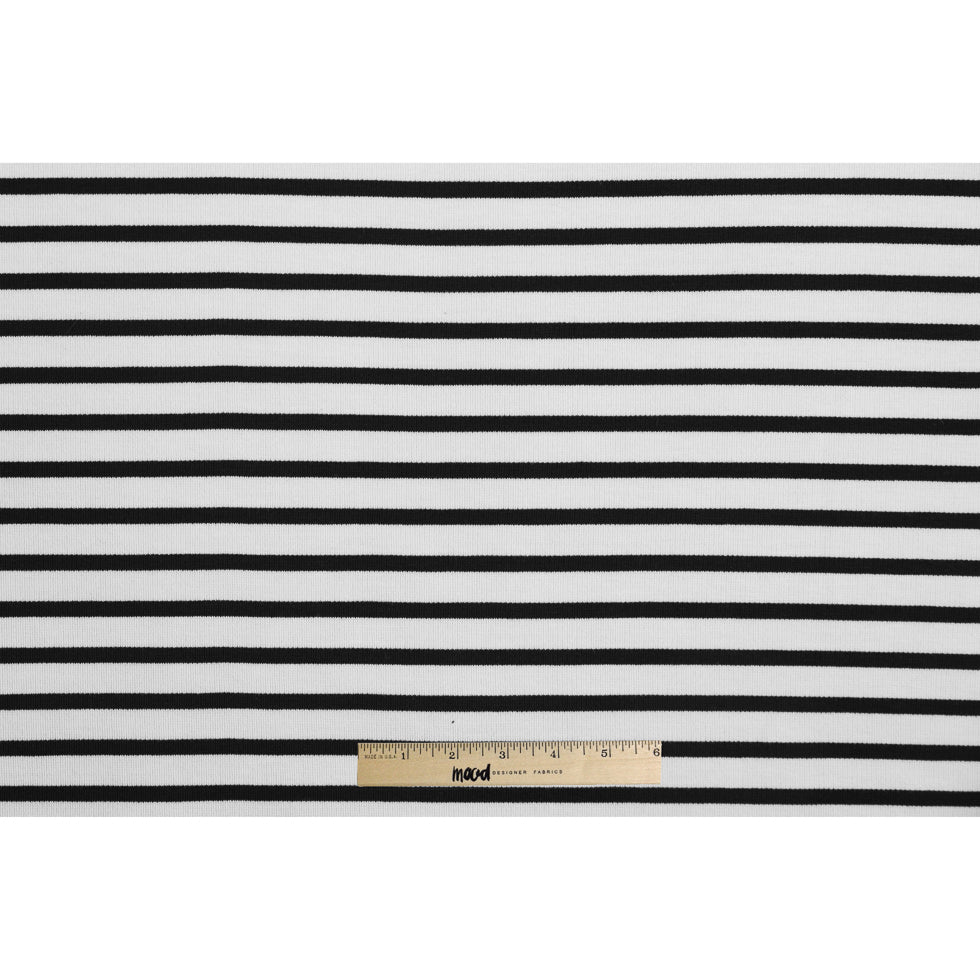 Ecru/Navy Saint James Striped Ponte Knit