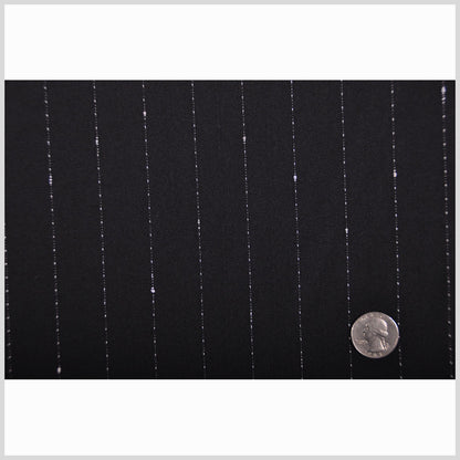 Italian Black and White Stitched-Stripe Wool Twill Full