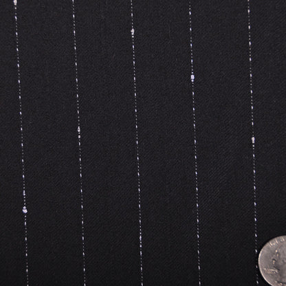 Italian Black and White Stitched-Stripe Wool Twill