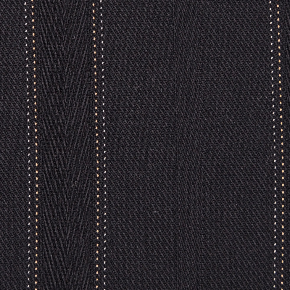 Italian Black Striped Wool Suiting Detail