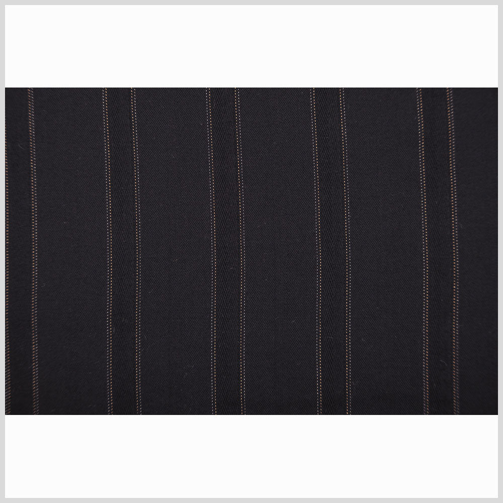 Italian Black Striped Wool Suiting Full