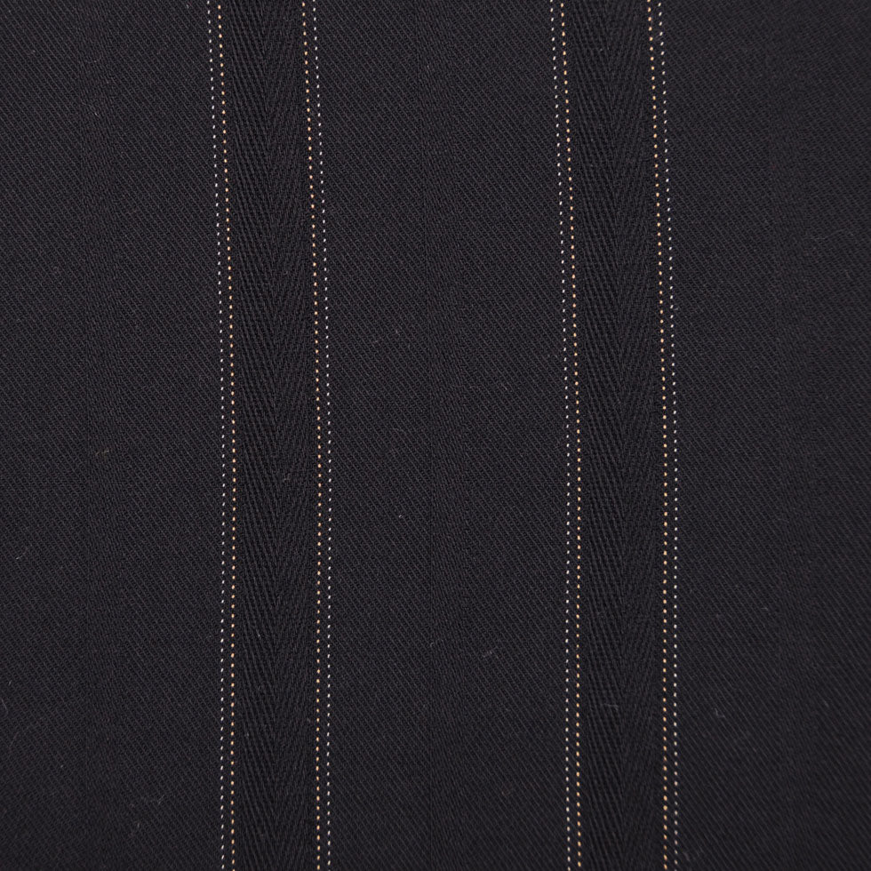 Italian Black Striped Wool Suiting