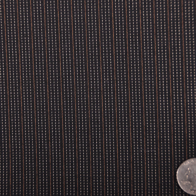 Black/Off-White/Caramel Striped Suiting