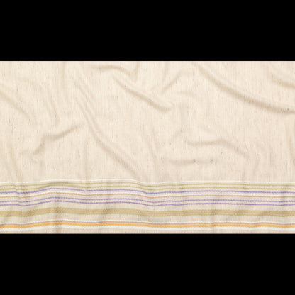 Italian Almond Milk Wool Woven Panel with Multicolored Stripes Full